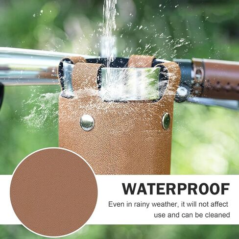 1 PC Bike Cup Holder, Insulated Coffee Cup Holder, Aluminum Alloy Water Bottle Holder with Removable Leather Case, Bicycle Drink Cage for Handlebar Diameters of 18-25 mm (Coffee) in Kuwait