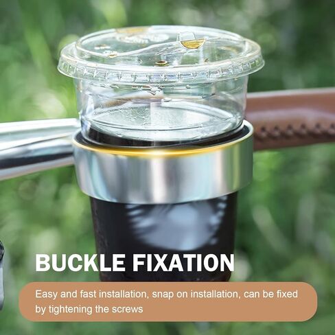 1 PC Bike Cup Holder, Insulated Coffee Cup Holder, Aluminum Alloy Water Bottle Holder with Removable Leather Case, Bicycle Drink Cage for Handlebar Diameters of 18-25 mm (Coffee) in Kuwait