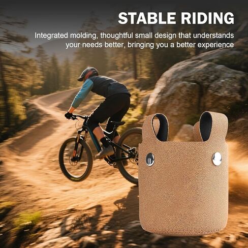 1 PC Bike Cup Holder, Insulated Coffee Cup Holder, Aluminum Alloy Water Bottle Holder with Removable Leather Case, Bicycle Drink Cage for Handlebar Diameters of 18-25 mm (Coffee) in Kuwait