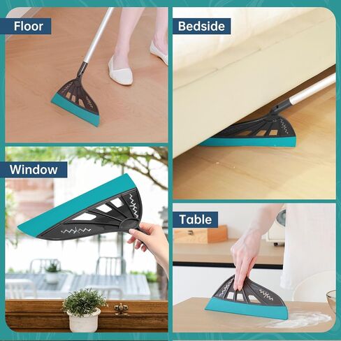 Magic Air Broom, Squeegee Broom for Floor Cleaning, Multifunctional Floor Squeegee with Aluminum Adjustable Handle, 60’’ Magic Silicone Broom for Glass, Fine Dust, Pet Hair, Liquids (Green) in Saudi Arabia