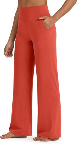 G4Free Wide Leg Pants Woman Yoga Pants with Pockets Loose Casual Stretch Sweatpants (Dark Navy,M,29") in Kuwait
