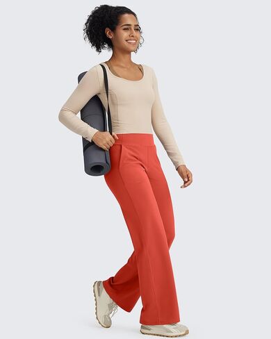 G4Free Wide Leg Pants Woman Yoga Pants with Pockets Loose Casual Stretch Sweatpants (Dark Navy,M,29") in Kuwait