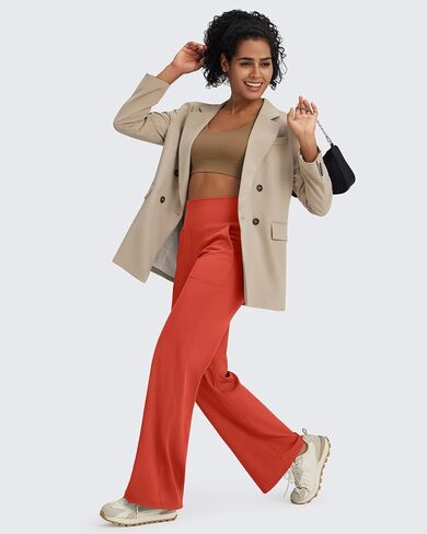 G4Free Wide Leg Pants Woman Yoga Pants with Pockets Loose Casual Stretch Sweatpants (Dark Navy,M,29") in Kuwait