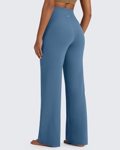 G4Free Wide Leg Pants Woman Yoga Pants with Pockets Loose Casual Stretch Sweatpants (Dark Navy,M,29") in Kuwait