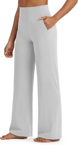 G4Free Wide Leg Pants Woman Yoga Pants with Pockets Loose Casual Stretch Sweatpants (Dark Navy,M,29") in Kuwait