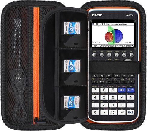 Elonbo Carrying Case for Casio fx-CG50 PRIZM/fx-9750GIII Color Graphing Calculator/ 991ES Plus/ 991CW/ 115ES Plus/ 300ES/ 300MS Standard Advanced Scientific Calculator, Mesh Pocket Fits Cable, Black in Kuwait
