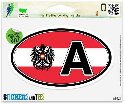 Austria A Coat of Arms Flag Oval Vinyl Car Bumper Window Sticker 3" x 2" in Saudi Arabia