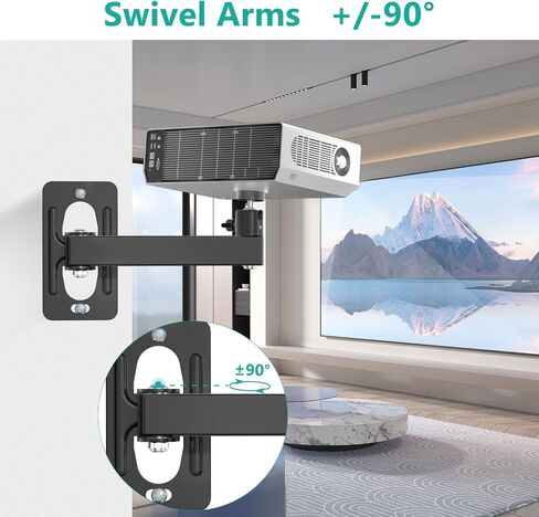 WALI Foldable Projector Wall Mount Universal Adjustable Wall Projector Mount Aluminum Alloy Projectors Stand,1/4" M4 M6 Screw Size,(1330LM-PM), Black in Kuwait