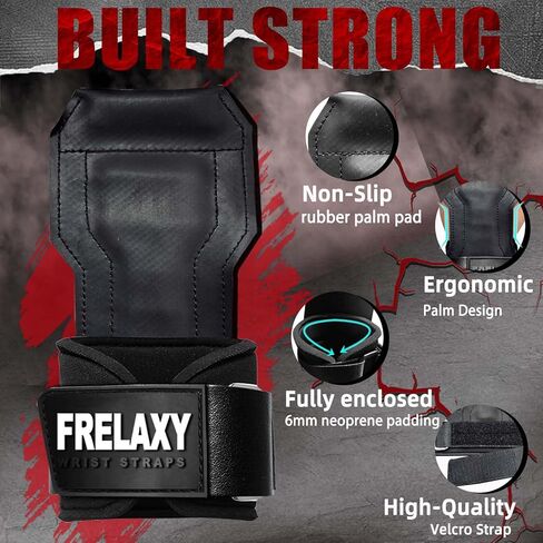 أشرطة معصم رفع Frelaxy ، ورفع الأثقال المطاطية مع دعامات نخيل ورسغ غير قابلة للانزلاق للوصول إلى Deadlifts ، والسحب ، والصفوف ، ورفع الطاقة الثقيلة ، والانسحاب اللاتيني in Kuwait