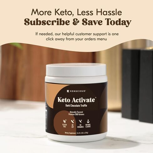 Dark Chocolate Truffle Exogenous Ketones Drink: Pure Keto Shake Powder with Chocolate Ketones | Jumpstart Ketosis & Boost Energy with Natural Ketones Supplements by Konscious Keto in Saudi Arabia