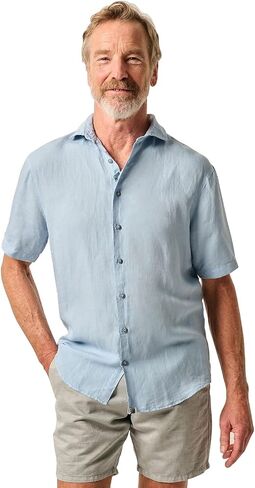 johnnie-O Short Sleeve Hangin' Out Linen Button Down Shirt - Gianni in Saudi Arabia