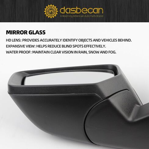 Dasbecan Right Passenger Side Mirror Compatible with Chevy Impala 2014-2019 Manual Folding Power Glass Heated with Turn Signal Puddle Light Black 8Pins Replaces 22936942 in Saudi Arabia