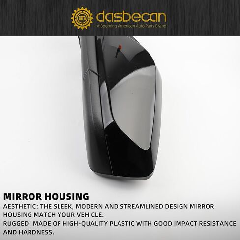 Dasbecan Right Passenger Side Mirror Compatible with Chevy Impala 2014-2019 Manual Folding Power Glass Heated with Turn Signal Puddle Light Black 8Pins Replaces 22936942 in Saudi Arabia