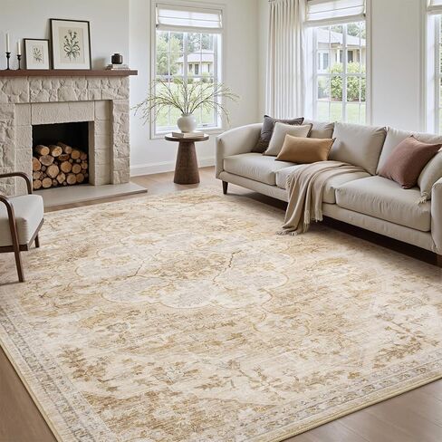 tchdio Front Door Mat Indoor Entrance 2x3 Vintage Beige Rugs for Entryway-Non Slip Washable Runner Rug-Soft Small Area Rug Low Pile-Throw Rugs for Living Room, Kitchen, Bedroom in Saudi Arabia