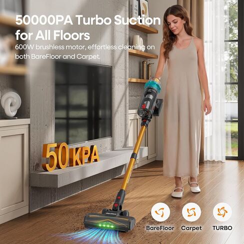 منظف ​​فراغ اللاسلكي ، تم ترقيته 580W 48KPa 65mins cleaners منظفات المنزل للمنزل ، وعصا الفراغ مع شاشة ذاتية اللمس واللمس ، والفراغ المحمول المضاد لليد لشعر الحيوانات الأليفة ، والأرضيات ، والسجاد ، و K10 in Kuwait