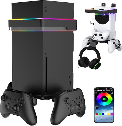 Wall Mount with Cooling Charging Stand for Xbox Series X/S,Vertical Dual Controller Charger Station Compatible Xbox Series X/S Console Accessories with Cooling Fan,3 USB Ports&2 Headset Stand in Saudi Arabia