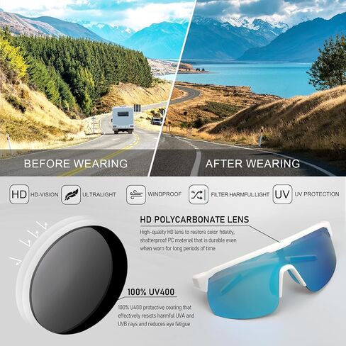 MMOWW Polarized Sports Sunglasses for Men Women Cycling Glasses Wrap Around UV400 Protection Running Driving Fishing in Saudi Arabia