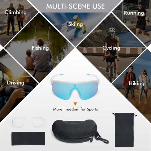MMOWW Polarized Sports Sunglasses for Men Women Cycling Glasses Wrap Around UV400 Protection Running Driving Fishing in Saudi Arabia