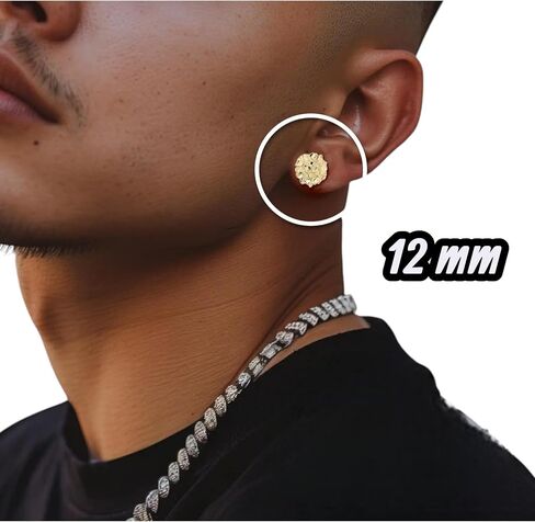 14K الذهب مطلي بالذهب جولة ملف تعريف الارتباط/القلب الحد الأدنى دفع الأقراط للرجال/النساء للجنسين له وله. in Saudi Arabia