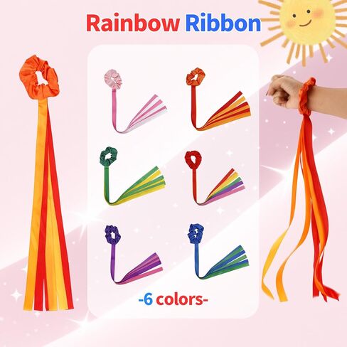 12pcs Rainbow Dance Ribbons, Dancing Children Ribbon Wrist Hand Held Rhythm Streamers for Kids Dancer Gymnastics Dance Performance Decorations and Artistic Movement Play (Multicolor) in Kuwait