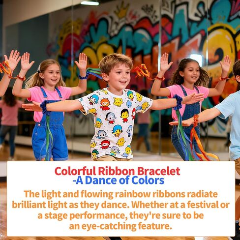 12pcs Rainbow Dance Ribbons, Dancing Children Ribbon Wrist Hand Held Rhythm Streamers for Kids Dancer Gymnastics Dance Performance Decorations and Artistic Movement Play (Multicolor) in Kuwait