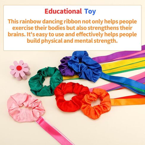 12pcs Rainbow Dance Ribbons, Dancing Children Ribbon Wrist Hand Held Rhythm Streamers for Kids Dancer Gymnastics Dance Performance Decorations and Artistic Movement Play (Multicolor) in Kuwait