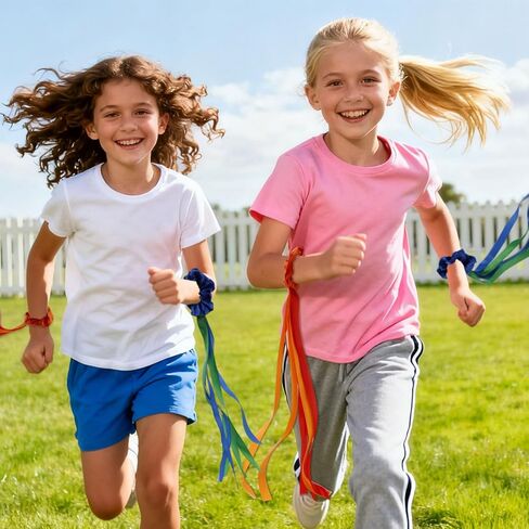 12pcs Rainbow Dance Ribbons, Dancing Children Ribbon Wrist Hand Held Rhythm Streamers for Kids Dancer Gymnastics Dance Performance Decorations and Artistic Movement Play (Multicolor) in Kuwait