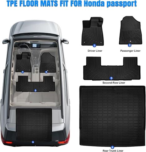 Floor Mats Custom Fit 2025 Toyota 4Runner (Only Hybrid), All Weather TPE Front & 2nd Row Trunk Mat for 6th Gen 4Runner, Anti-Slip Odorless Floor Liners 2025 Toyota 4Runner Accessories in Kuwait