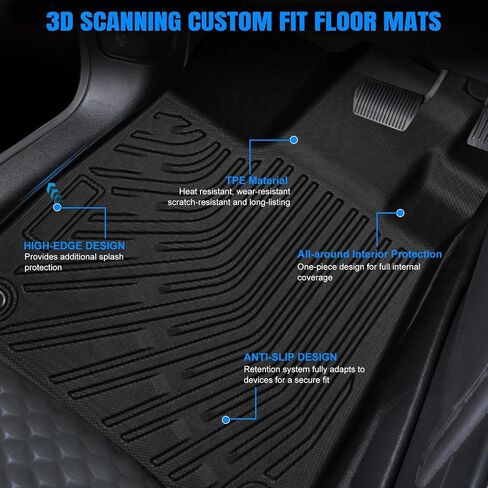 Floor Mats Custom Fit 2025 Toyota 4Runner (Only Hybrid), All Weather TPE Front & 2nd Row Trunk Mat for 6th Gen 4Runner, Anti-Slip Odorless Floor Liners 2025 Toyota 4Runner Accessories in Kuwait