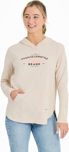 Life is Good Women's Crafty Positive Lifestyle Sun Crusher-FLEX Hoodie Tunic, Putty White in Saudi Arabia