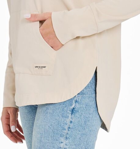 Life is Good Women's Crafty Positive Lifestyle Sun Crusher-FLEX Hoodie Tunic, Putty White in Saudi Arabia