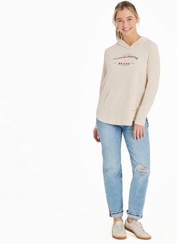 Life is Good Women's Crafty Positive Lifestyle Sun Crusher-FLEX Hoodie Tunic, Putty White in Saudi Arabia
