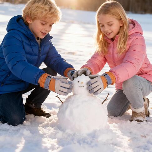 Kids Winter Ski Gloves Touchscreen and Waterproof Warm Snow Gloves for Snowboarding, Sledding for Boys Girls in Saudi Arabia