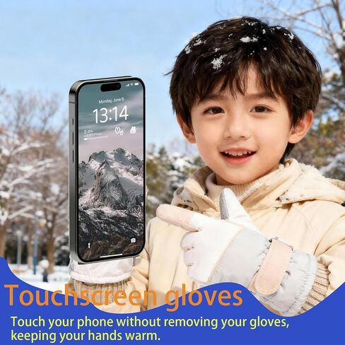 Kids Winter Ski Gloves Touchscreen and Waterproof Warm Snow Gloves for Snowboarding, Sledding for Boys Girls in Saudi Arabia