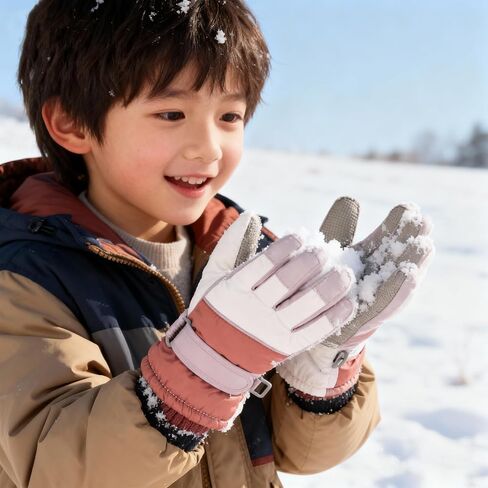 Kids Winter Ski Gloves Touchscreen and Waterproof Warm Snow Gloves for Snowboarding, Sledding for Boys Girls in Saudi Arabia