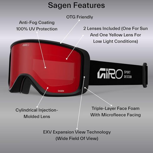 Giro Sagen Ski Goggles - Snowboard Goggles for Men, Women and Youth in Saudi Arabia