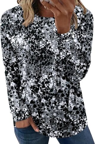 Zeagoo Women's Long Sleeve Shirts Basic Crewneck Blouses Dressy Casual Loose Tunic Tops with Pockets S-XXL in Saudi Arabia