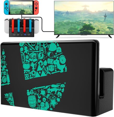 محطة الإرساء Lumindock Switch مع شاحن Joypads ، استبدال لدعم Switch Dock 4K/1080p HDMI ، Dock محطة شحن متعددة الوظائف للتبديل ، 7 ألوان LED/USB 3.0 منافذ ، أبيض in Saudi Arabia