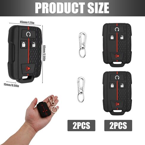 2PCS Silicone 4-Button Smart Key Fob Cover Compatible with 2014-2019 Chevrolet Colorado Silverado Suburban Tahoe and GMC Canyon Sierra Yukon, Car Key Fob Case for Replacement or Spare in Kuwait