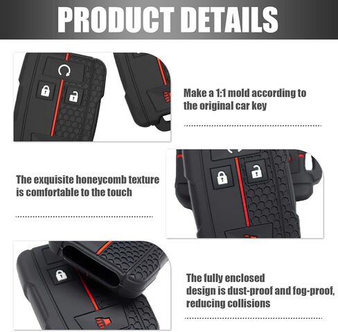 2PCS Silicone 4-Button Smart Key Fob Cover Compatible with 2014-2019 Chevrolet Colorado Silverado Suburban Tahoe and GMC Canyon Sierra Yukon, Car Key Fob Case for Replacement or Spare in Kuwait