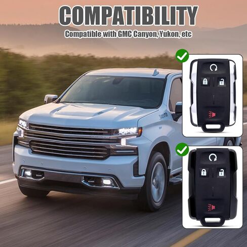 2PCS Silicone 4-Button Smart Key Fob Cover Compatible with 2014-2019 Chevrolet Colorado Silverado Suburban Tahoe and GMC Canyon Sierra Yukon, Car Key Fob Case for Replacement or Spare in Kuwait