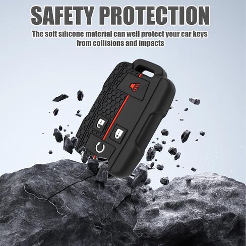 2PCS Silicone 4-Button Smart Key Fob Cover Compatible with 2014-2019 Chevrolet Colorado Silverado Suburban Tahoe and GMC Canyon Sierra Yukon, Car Key Fob Case for Replacement or Spare in Kuwait