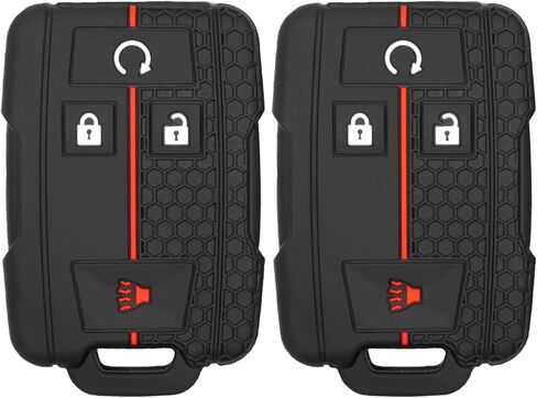 2PCS Silicone 4-Button Smart Key Fob Cover Compatible with 2014-2019 Chevrolet Colorado Silverado Suburban Tahoe and GMC Canyon Sierra Yukon, Car Key Fob Case for Replacement or Spare in Kuwait