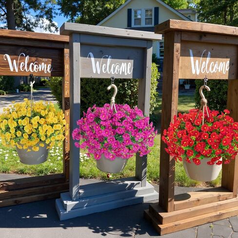 Ouddy Decor 24 Bundles Artificial Flowers for Outdoors Decoration Fake Silk Morning Glory Flowers Faux Eucalyptus Plants UV Resistant for Porch Patio Garden Spring Summer Home Decor, Multicolor in Saudi Arabia