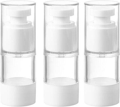 Qeuly 3 Pack Airless Pump Bottles 0.5 oz Travel Size Pump Bottle Lotion Container Refillable Cosmetic Pump Dispensers for Foundation Moisturizer Shampoo Toiletry (SN-15) in Kuwait