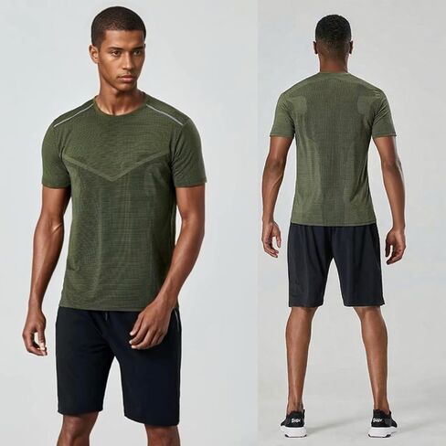 Men's Athletic Crew Neck T-Shirt - Quick Dry Workout Tees for Gym Running in Saudi Arabia
