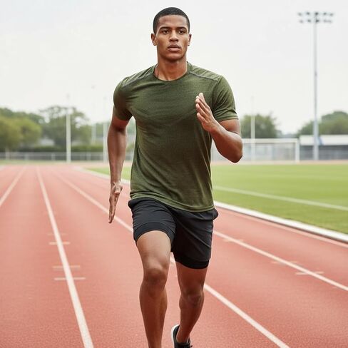 Men's Athletic Crew Neck T-Shirt - Quick Dry Workout Tees for Gym Running in Saudi Arabia
