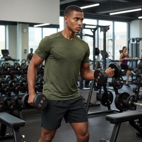 Men's Athletic Crew Neck T-Shirt - Quick Dry Workout Tees for Gym Running in Saudi Arabia