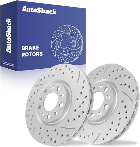 Autoshack Black Hat محفورة ودوارات فرامل محفوفة بالفرامل المقطعة للفرامل الأمامية للبديل بين 2015-2017 Chrysler 200 2013-2016 Dodge Dart 1.4L 2.0L 2.4L 3.6L V6 AWD FWD PR880997LR in Kuwait