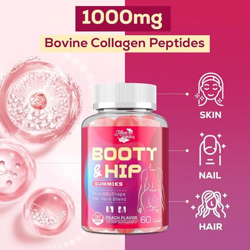 غنيمة غنيمة للنساء - BBL Gummies - مزيج عشبي مع Aguaje ، Fenugreek ، Kwao Krua ، اليام البري ، Thistle المبارك ، فيتامين C & zinc - نكهة الخوخ اللذيذة in Saudi Arabia